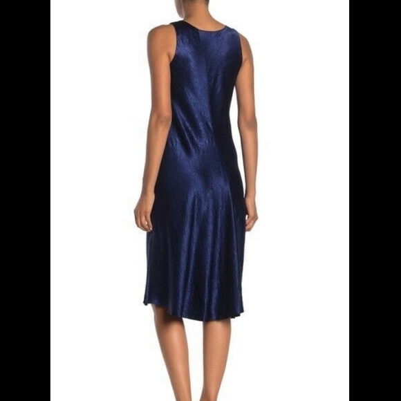 Vince ink blue satin Bias sleeveless midi dress - Picture 2 of 9